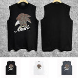 Amiri tank top brown flying eagle print