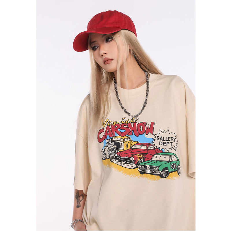 Unisex T-Shirts GALLERY DEPT Distressed Loose Short Sleeves