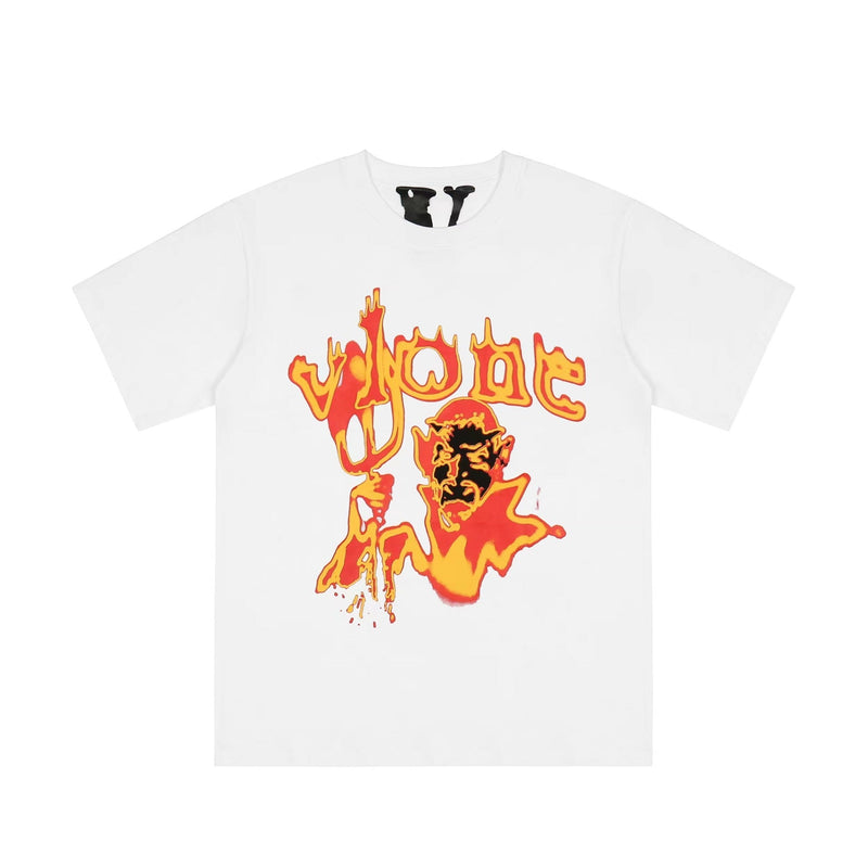 Vlone T Shirts Devil Messenger Large V Printed Short Sleeve T-shirt Men and Women Couple Hip Hop Half Sleeve