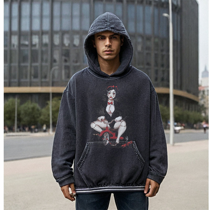 Mens Vintage Hoodie Portrait Print Hooded Sweater