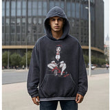 Mens Vintage Hoodie Portrait Print Hooded Sweater