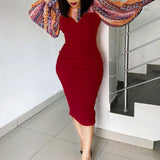 Women Dress Printing Stitching Hip Dress