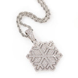 Jewelry Copper Zircon Premium Sense Snowflake Pendant Hip Hop Necklace Snowflake St. Valentine's Spectrum