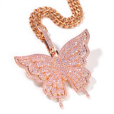 Jewelry Butterfly Pendant Necklace Hip Hop Zircon Butterfly Animal St. Valentine's