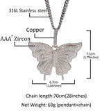 Jewelry Butterfly Pendant Necklace Hip Hop Zircon Butterfly Animal St. Valentine's
