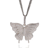 Jewelry Butterfly Pendant Necklace Hip Hop Zircon Butterfly Animal St. Valentine's