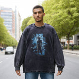 Mens Vintage Long Sleeve Shirt Autumn Loose Long Sleeve T-Shirt