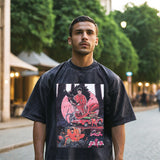 Mens Vintage T Shirt Print Vintage Washed Crew Neck
