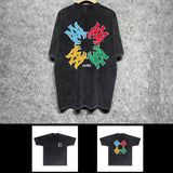 Amiri washed t-shirt color block simple label set short sleeve