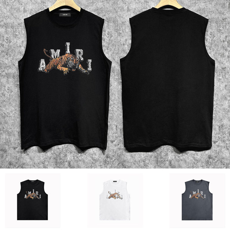 Amiri tank top bone fracture tiger print
