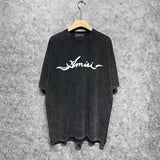Amiri washed t-shirt smoke printing short sleeves
