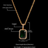 Jewelry Colored Square Solid Vintage Pendant Necklace with Diamonds ins Royalty Jesus Pieces Spectrum