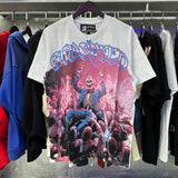 Godspeed T Shirts Skeletons Crowd Printed Cotton Casual Short Sleeves Men and Women