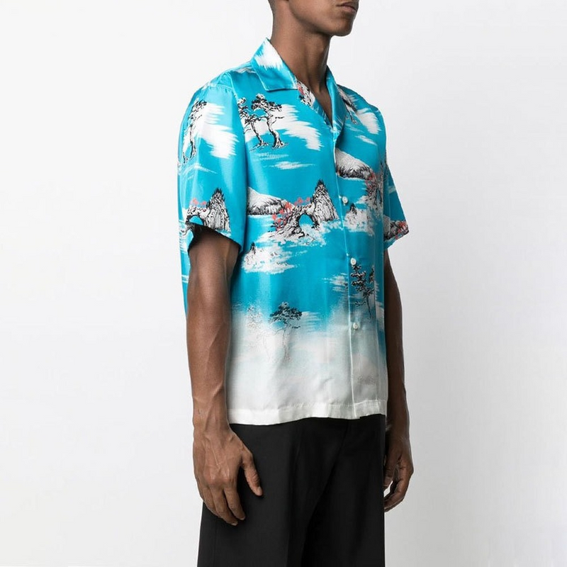 Amiri T Shirt Casual Hip Hop Satin Short Sleeve Shirt
