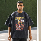 Mens Vintage T Shirt Printed Washed T-Shirt Cotton