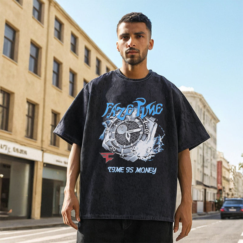 Mens Vintage T Shirt Short Sleeve T-Shirt Loose