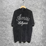 Amiri washed t-shirt letter padded printing short sleeves