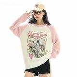 Women Sweater Sweet Style Assorted Colors Retro Loose Sweater
