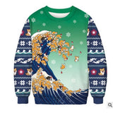 Black Christmas Sweater round Neck Sweater Casual Loose Couple Autumn and Winter