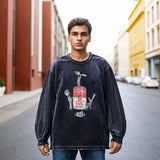 Mens Vintage Long Sleeve Shirt Long Sleeve T-Shirt Men's Cotton