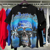 Godspeed T Shirts Skull City Reflection Print Cotton Casual Short Sleeve Men and Women