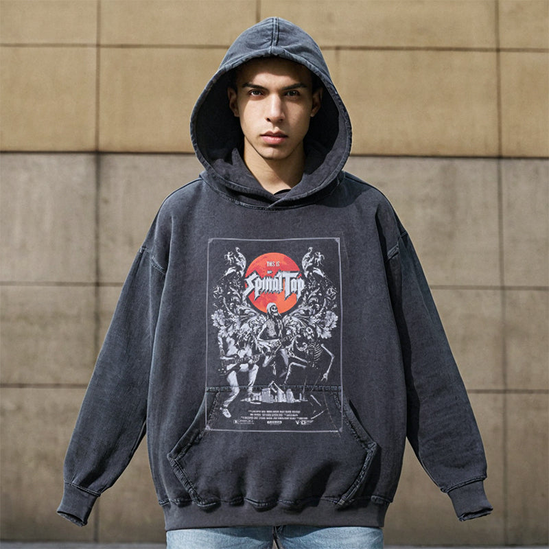 Mens Vintage Hoodie Print Casual Hooded
