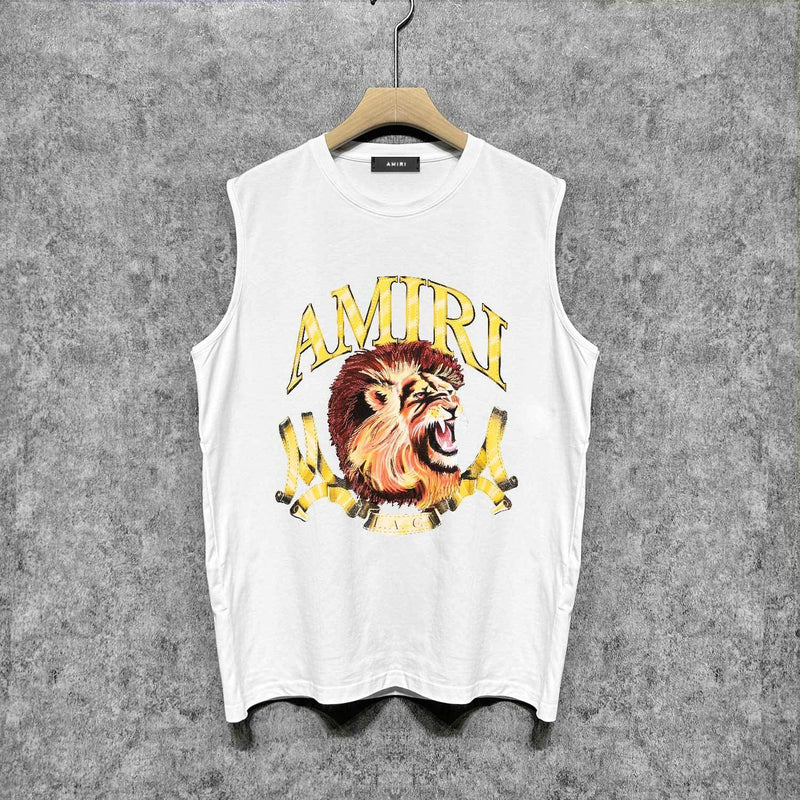 Amiri tank top gold lion print