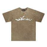 Amiri Washed Distressed T Shirt Printed Trendy Pure Cotton