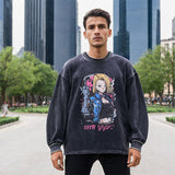 Mens Vintage Long Sleeve Shirt Cartoon Print T-Shirt Men and Women