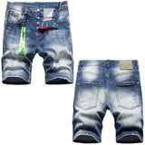 DSQ2 Short Jeans Ripped Patch Slim-fit Stretch Denim Shorts