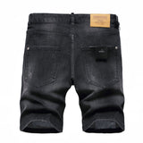DSQ2 Short Jeans Ripped Patch Slim-fit Stretch Denim Shorts