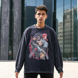 Mens Vintage Long Sleeve Shirt Vintage Cartoon Print