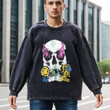 Mens Vintage Long Sleeve Shirt Graffiti Old Washing Water Long Sleeve