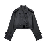 Women Trench Coat Belt Casual Trench Coat