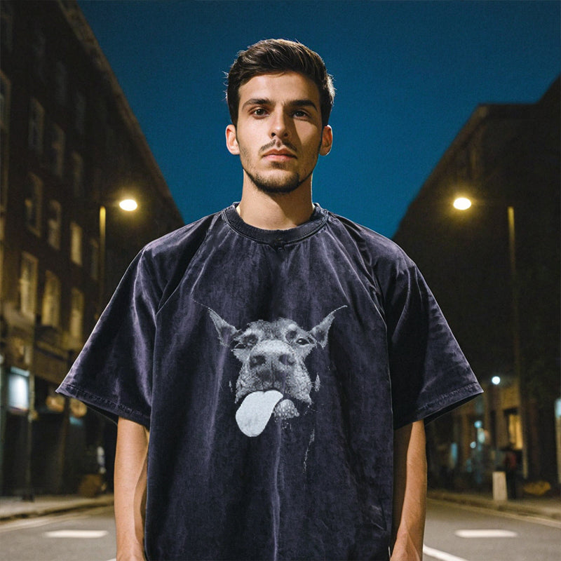Men Vintage T Shirt  Crew Neck Short Sleeve T-Shirt Men's and Women's Street
