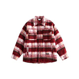 Unisex Coat Retro College Style Plaid Cotton-Padded Coat