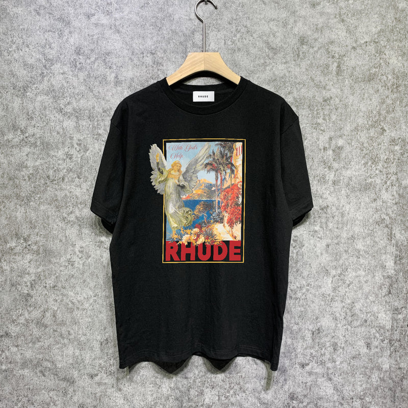 Rhude T Shirts Printed Trendy Pure Cotton