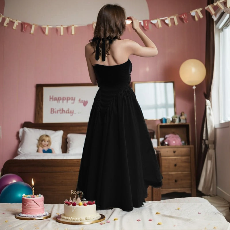 Birthday Dresses Solid Color Sexy Deep V Hollow Women's Clothing