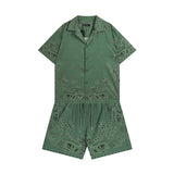 Amiri Shirt And Shorts 2 Piece Set Fashion Print Couple High Street