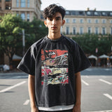 Mens Vintage T Shirt Washed Short Sleeve T-Shirt Men's Summer