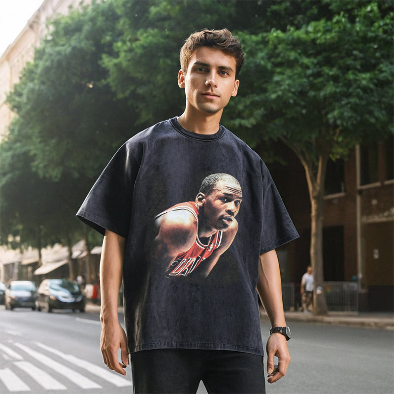 Mens Vintage T Shirt Vintage Wash Make Old Hip Hop