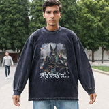 Mens Vintage Long Sleeve Shirt Vintage Men's and Women's Crew Neck Long Sleeve