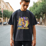 Mens Vintage T Shirt Printed Washing Water Short Sleeve T-Shirt