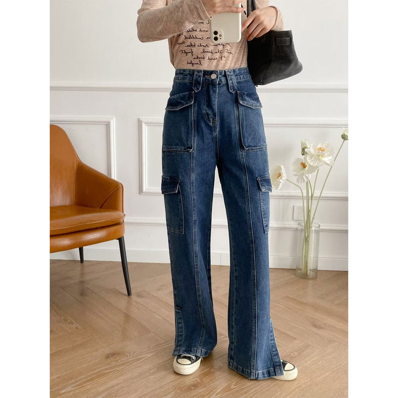 Women Jeans Multi-Pocket Design Simple