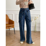 Women Jeans Multi-Pocket Design Simple