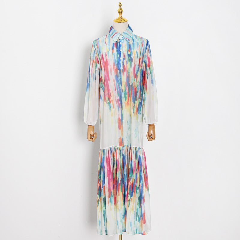 Bohemian Dress Graffiti Vacation Loose Dress