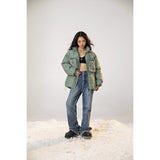 Unisex Coat Winter Stand Collar Plaid Coat Cotton Coat