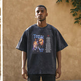 Mens Vintage T Shirt Crew Neck Washed Short Sleeves