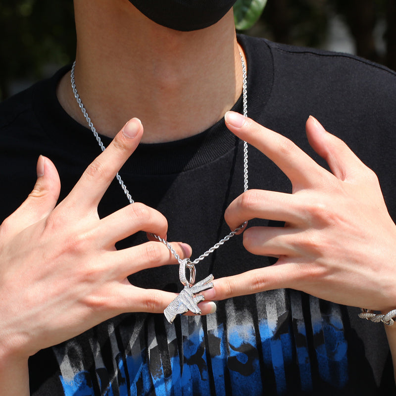 Jewelry Gesture Pendant Necklace Copper Set Zircon Jesus Pieces Spectrum