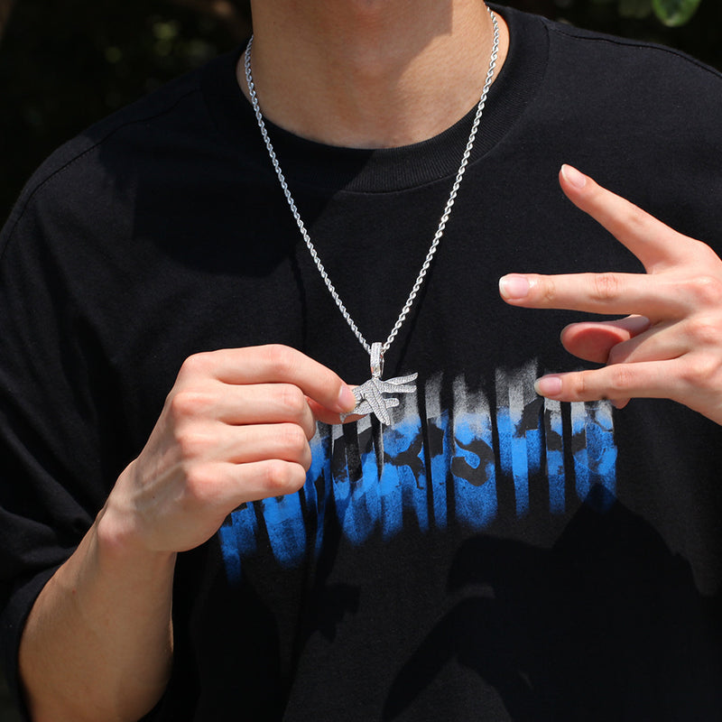 Jewelry Gesture Pendant Necklace Copper Set Zircon Jesus Pieces Spectrum